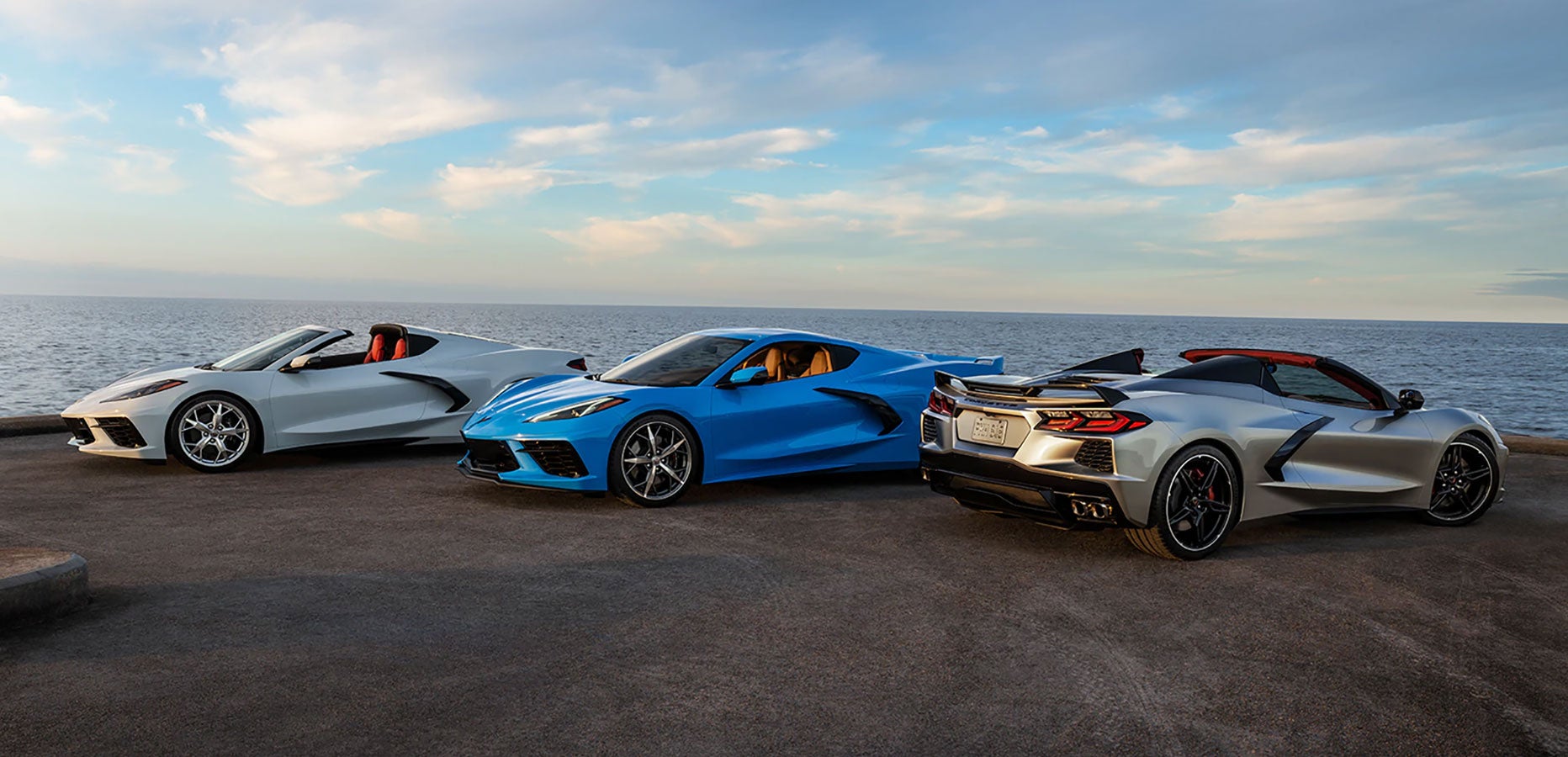 2021 Corvette C8 colors rapid blue, silver flare metallic, ceramic matrix gray mettalic